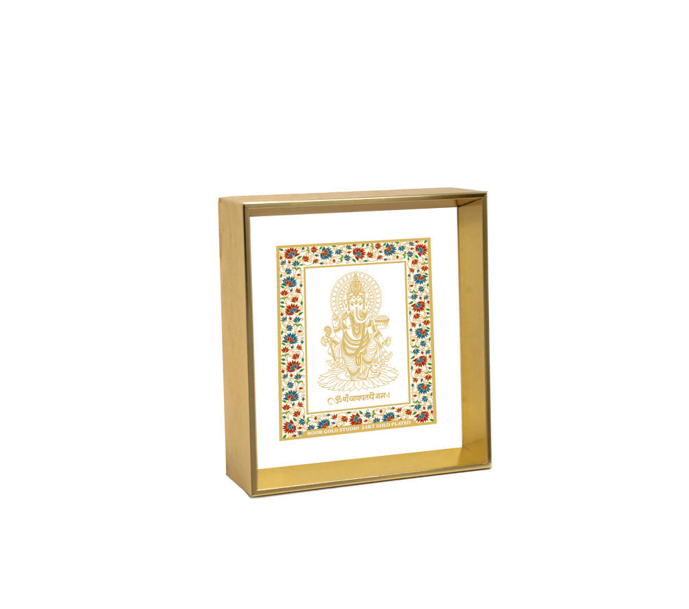 Ganesh Ji - 24kt Gold Plated Dashboard Frame