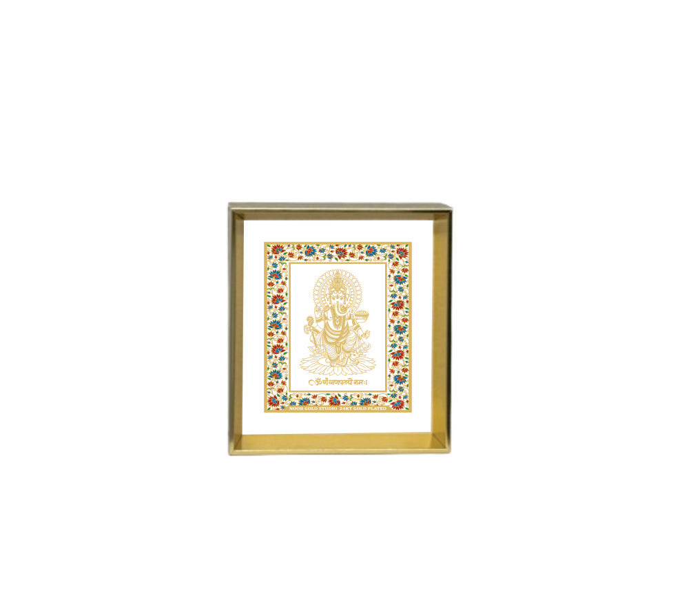 Ganesh Ji - 24kt Gold Plated Dashboard Frame
