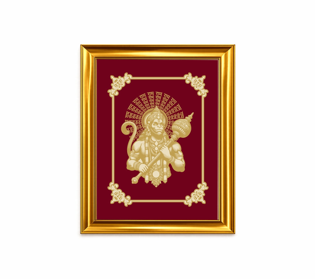 Lord Hanuman Velvet Gold Frame | 24 Karat Gold-Plated Artwork